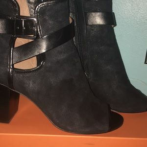 Donald J Pliner Black Suede Leather Open Toe Boots